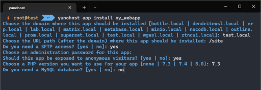 Form di installazione di Custom Webapp con la CLI